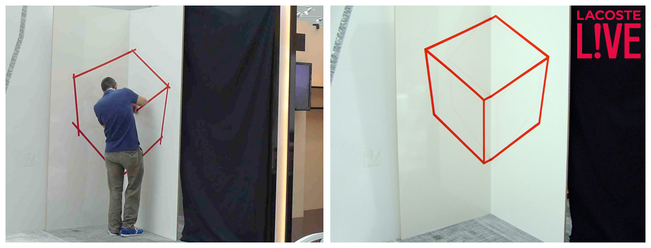 anamorphose réalisée par guillaume klein pour le parfum cube lacoste live