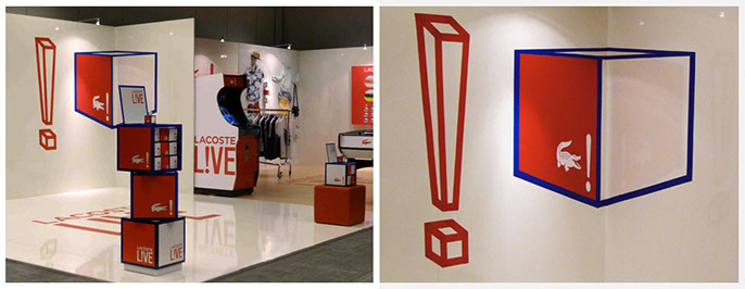 anamorphose réalisée par guillaume klein pour le parfum cube lacoste live